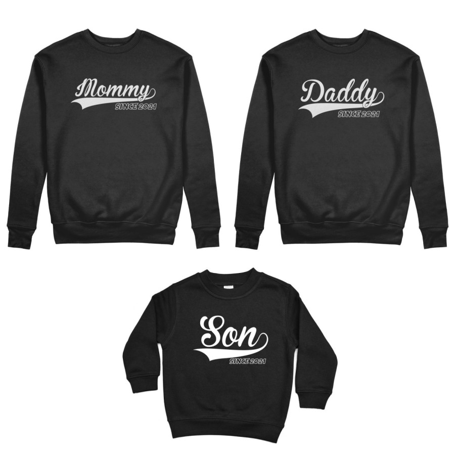 Tris felpe adulti bambino personalizzato con anno daddy since mommy since son daughter since Per la famiglia