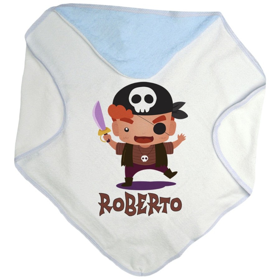 Accappatoio neonato personalizzato con nome piccolo pirata Halloween