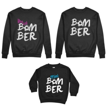Tris felpe adulti bambino bomber io sto col bomber mini...