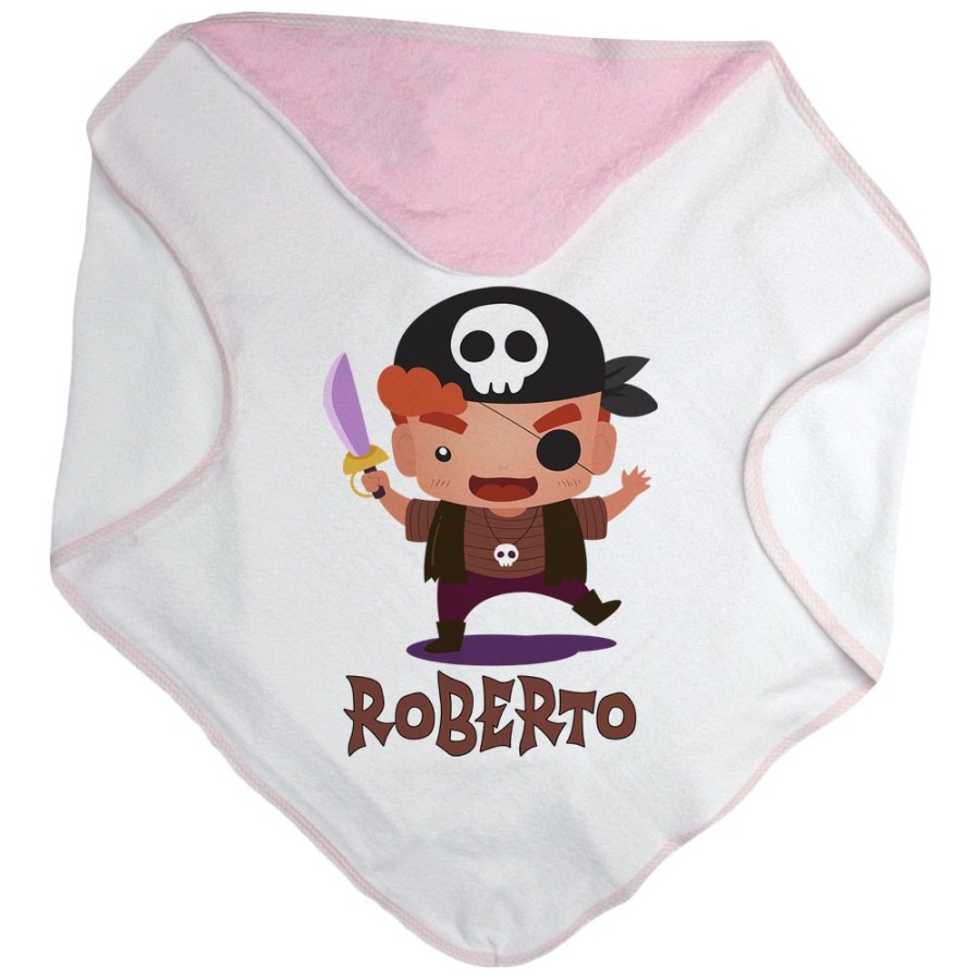Accappatoio neonato personalizzato con nome piccolo pirata Halloween