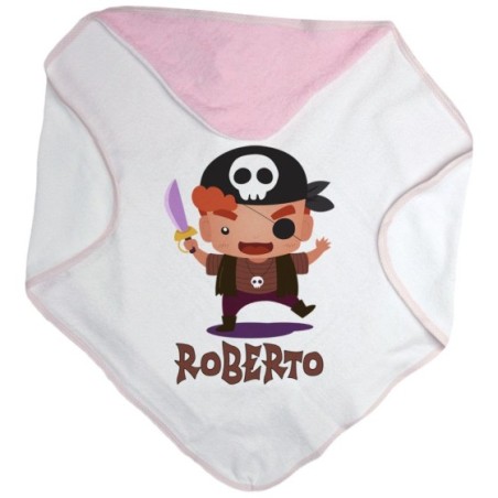 Accappatoio neonato personalizzato con nome piccolo pirata Halloween