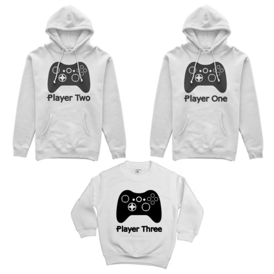 Tris felpe adulti bambino player one player two player three xbox Per la famiglia 2