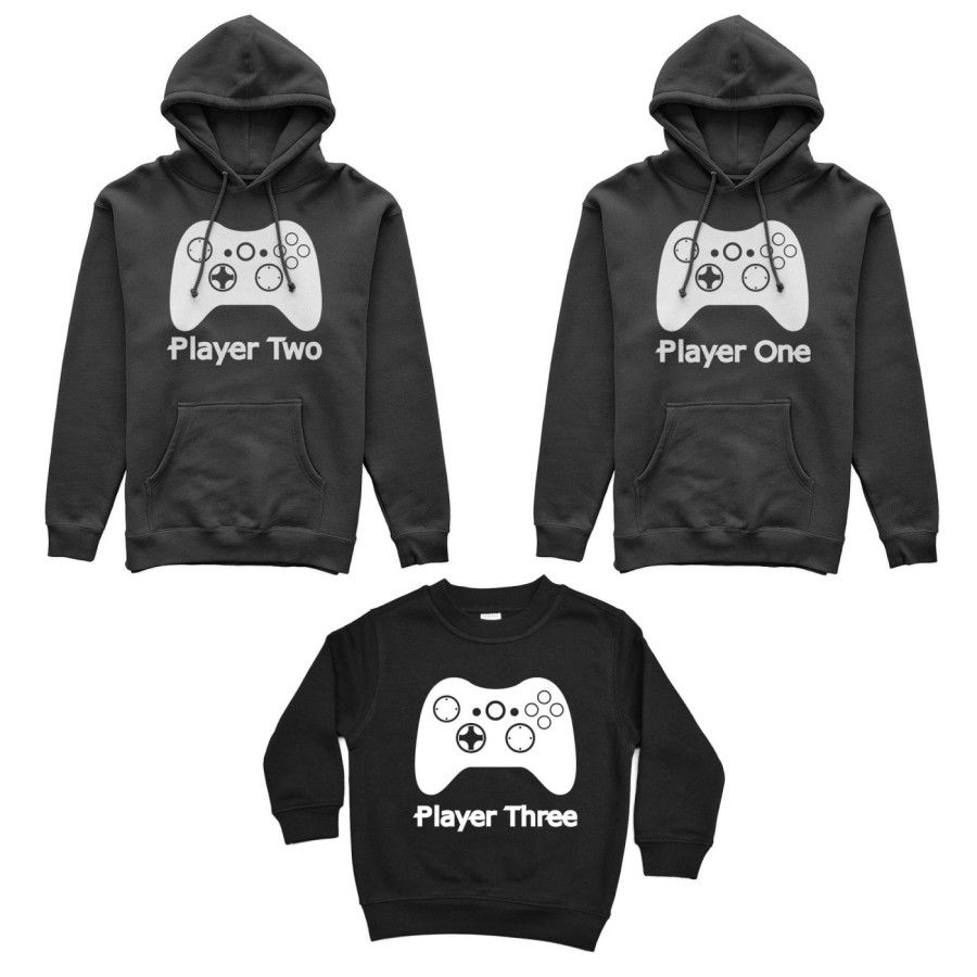 Tris felpe adulti bambino player one player two player three xbox Per la famiglia
