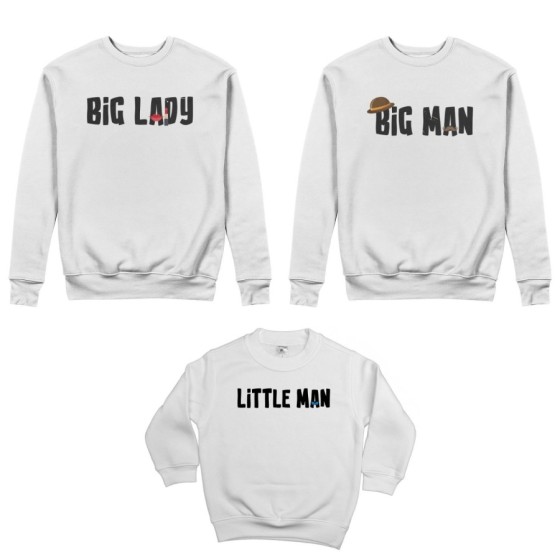 Tris felpe adulti bambino big man big lady little man little lady Per la famiglia 2