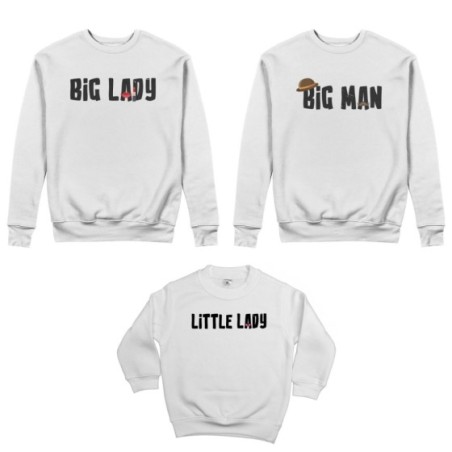 Tris felpe adulti bambino big man big lady little man little lady Per la famiglia