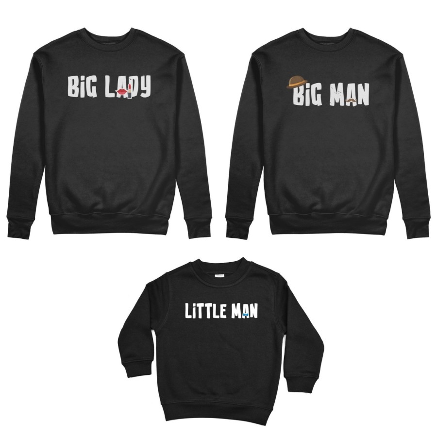 Tris felpe adulti bambino big man big lady little man little lady Per la famiglia