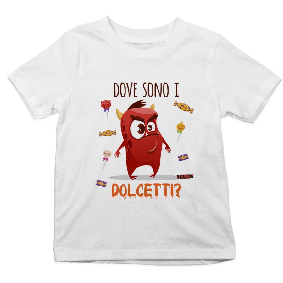 T-shirt bambino mostriciattolo dove sono i dolcetti? Halloween