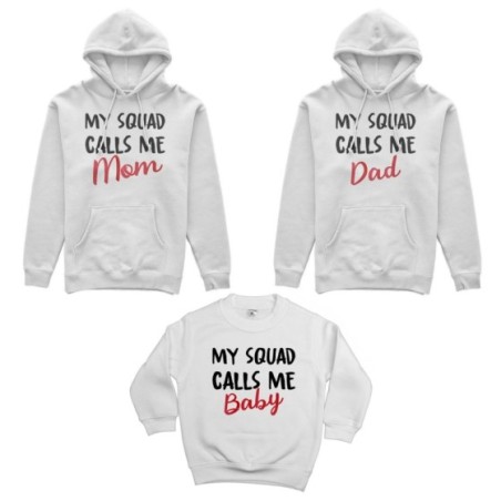 Tris felpe adulti bambino my squad calls me dad calls me mom calls me baby Per la famiglia