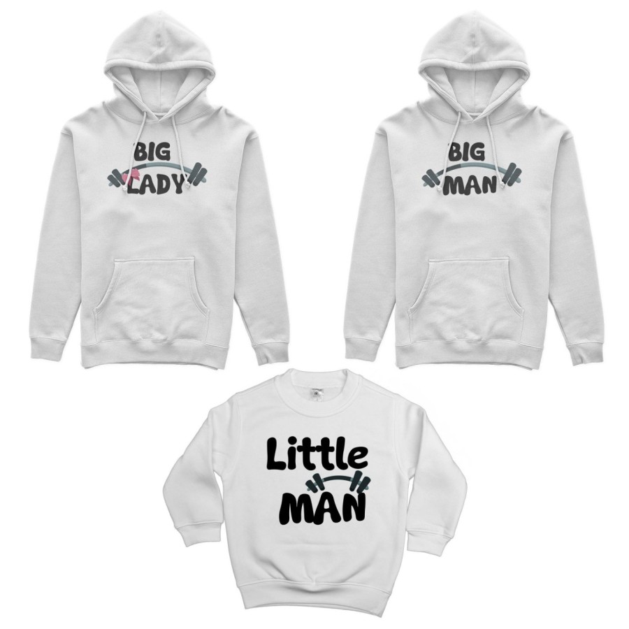 Tris felpe adulti bambino big man big lady little man little lady fitness Per la famiglia