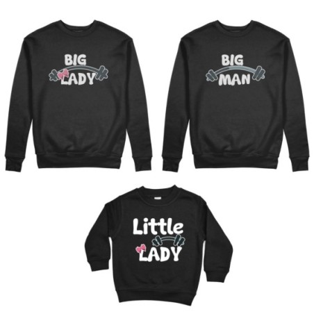Tris felpe adulti bambino big man big lady little man little lady fitness Per la famiglia