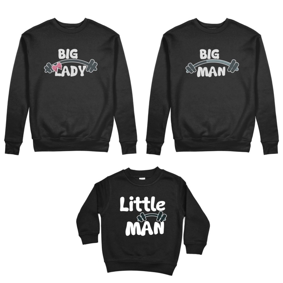 Tris felpe adulti bambino big man big lady little man little lady fitness Per la famiglia