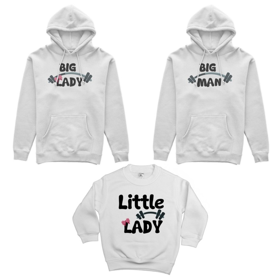 Tris felpe adulti bambino big man big lady little man little lady fitness Per la famiglia