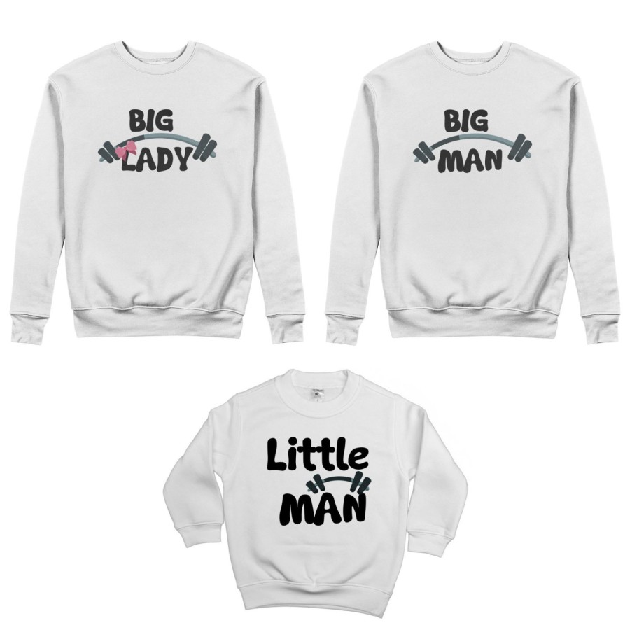Tris felpe adulti bambino big man big lady little man little lady fitness Per la famiglia