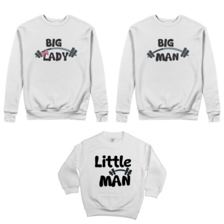 Tris felpe adulti bambino big man big lady little man little lady fitness Per la famiglia