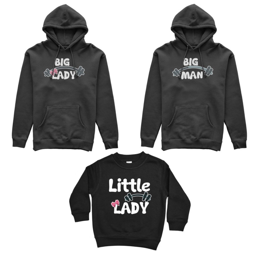Tris felpe adulti bambino big man big lady little man little lady fitness Per la famiglia