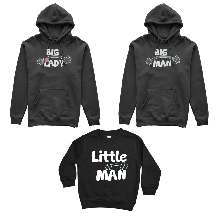 Tris felpe adulti bambino big man big lady little man little lady fitness Per la famiglia