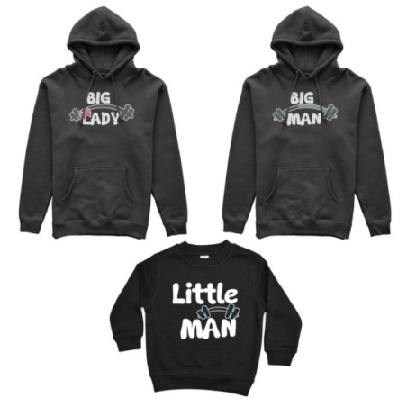 Tris felpe adulti bambino big man big lady little man little lady fitness Per la famiglia