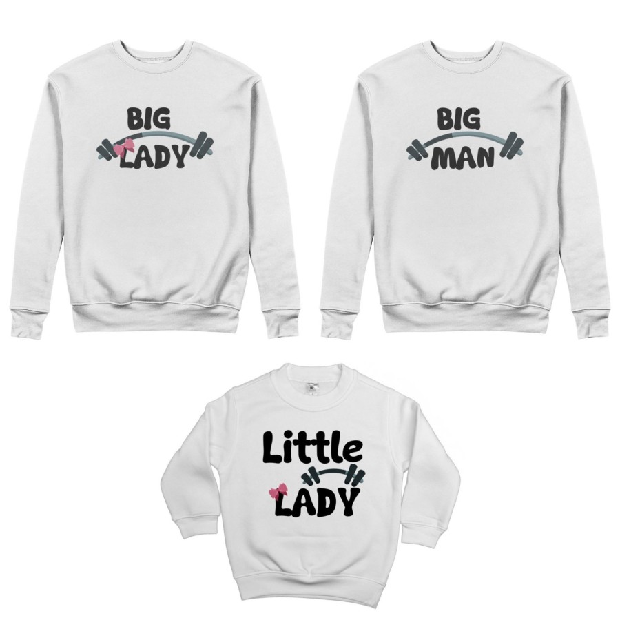 Tris felpe adulti bambino big man big lady little man little lady fitness Per la famiglia