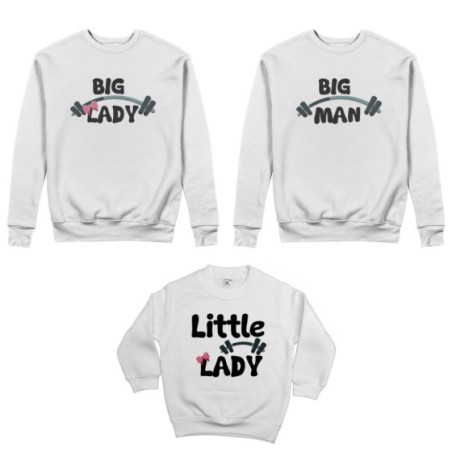 Tris felpe adulti bambino big man big lady little man little lady fitness Per la famiglia