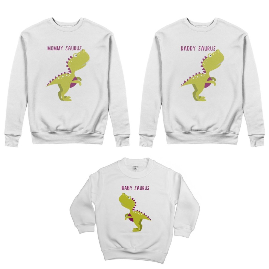 Tris felpe adulti bambino daddy saurus mommy saurus baby saurus Per la famiglia