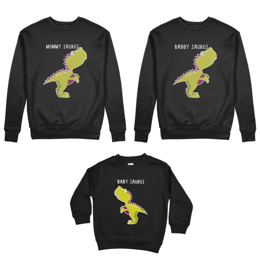 Tris felpe adulti bambino daddy saurus mommy saurus baby saurus Per la famiglia