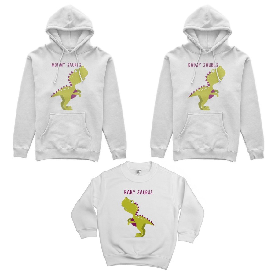 Tris felpe adulti bambino daddy saurus mommy saurus baby saurus Per la famiglia