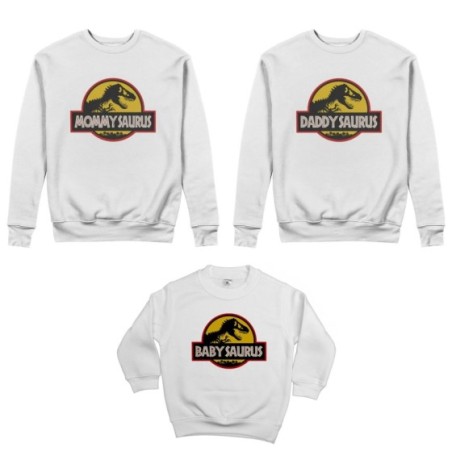 Tris felpe adulti bambino daddy saurus mommy saurus baby saurus jurassic Per la famiglia
