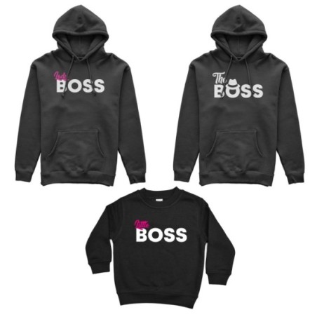 Tris felpe adulti bambino boss family