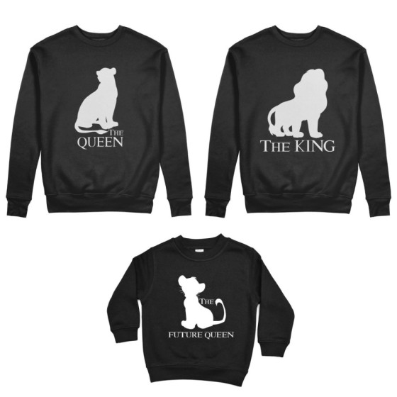 Tris felpe adulti bambino the king the queen the future king lion Per la famiglia 2
