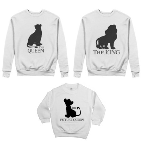 Tris felpe adulti bambino the king the queen the future king lion Per la famiglia