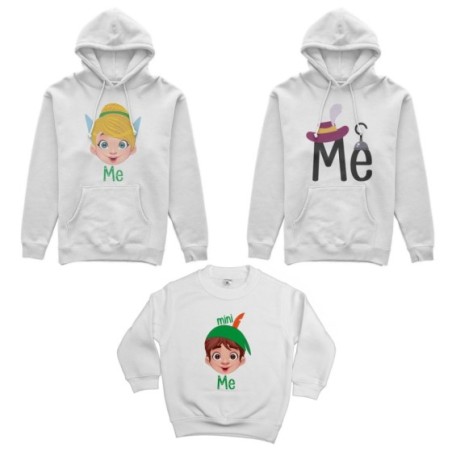 Tris felpe adulti bambino me capitano uncino me trilly mini peter pan Per la famiglia