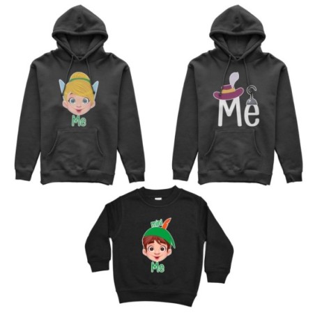Tris felpe adulti bambino me capitano uncino me trilly mini peter pan Per la famiglia