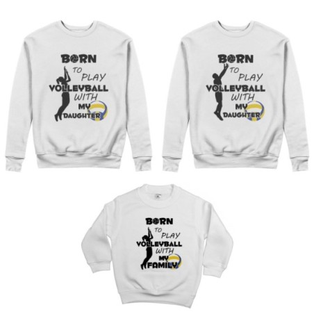 Tris felpe adulti bambino born to play volleyball with my...