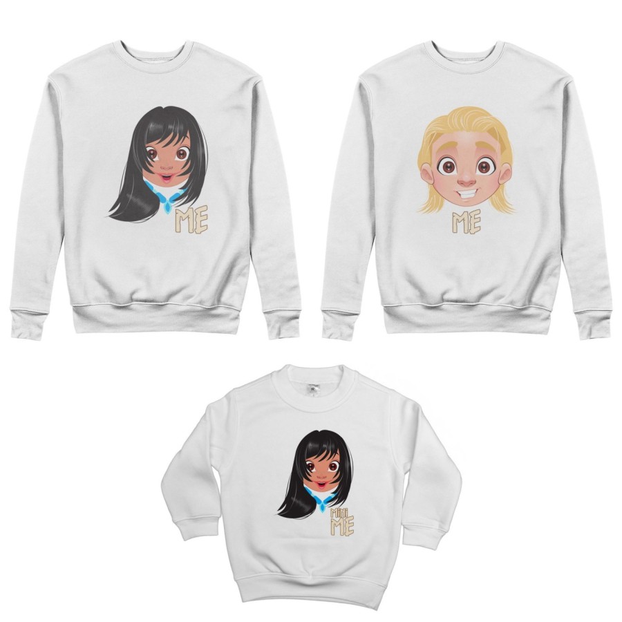 Tris felpe adulti bambino me john smith me pocahontas mini pocahontas Per la famiglia