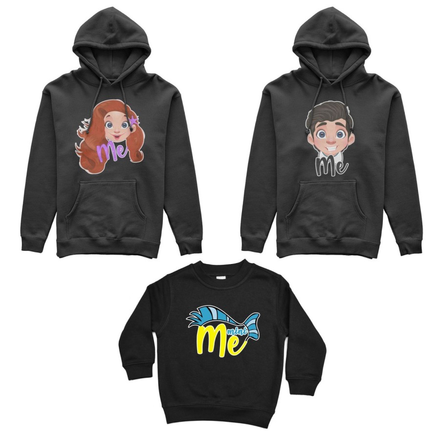 Tris felpe adulti bambino me erik me ariel mini flounder Per la famiglia