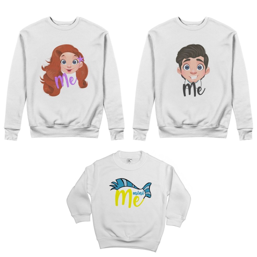 Tris felpe adulti bambino me erik me ariel mini flounder Per la famiglia