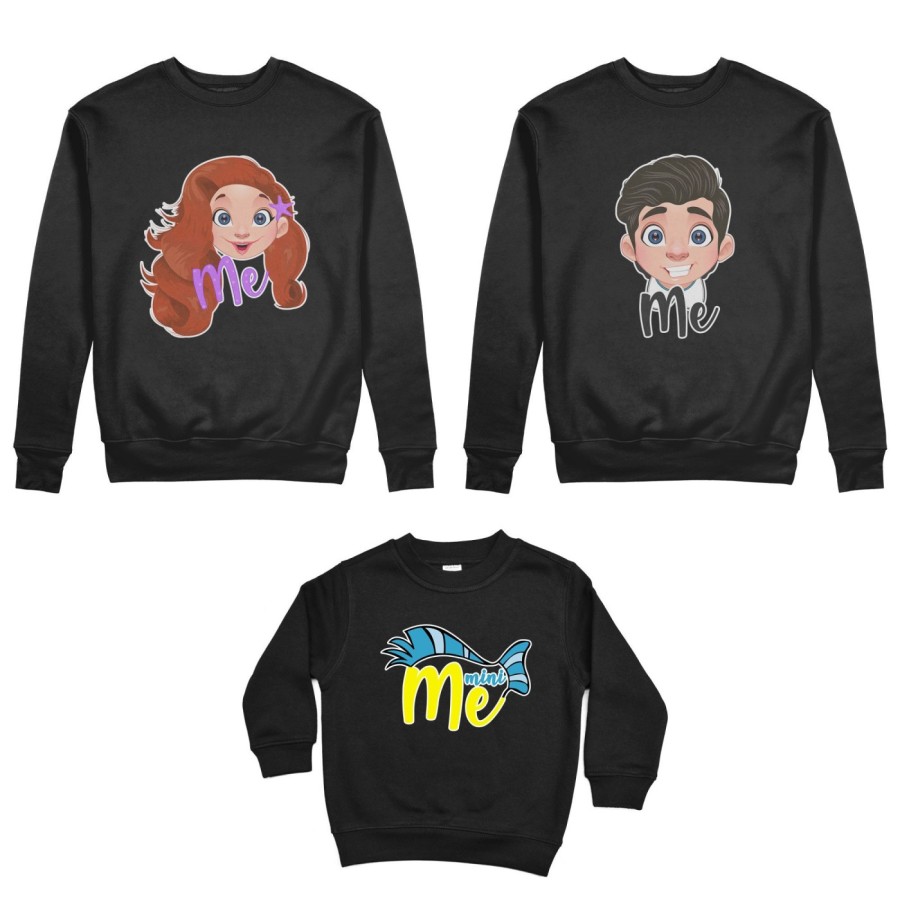 Tris felpe adulti bambino me erik me ariel mini flounder Per la famiglia
