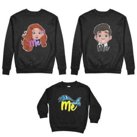 Tris felpe adulti bambino me erik me ariel mini flounder Per la famiglia