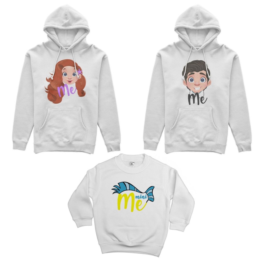 Tris felpe adulti bambino me erik me ariel mini flounder Per la famiglia