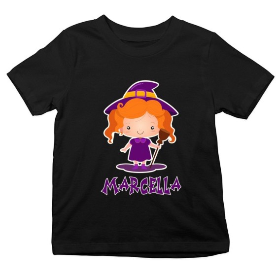 T-shirt bambina personalizzata con nome piccola streghetta Halloween