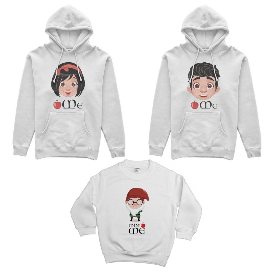 Tris felpe adulti bambino me principe florian me biancaneve mini nano  Per la famiglia
