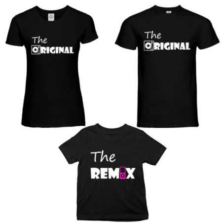 Tris t-shirt adulti bambino the original the remix music