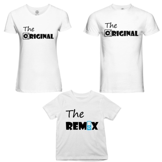 Tris t-shirt adulti bambino the original the remix music Per la famiglia 2