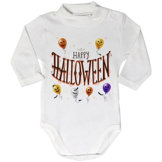 Body lupetto neonato happy halloween con palloncini terrificanti watercolor Halloween