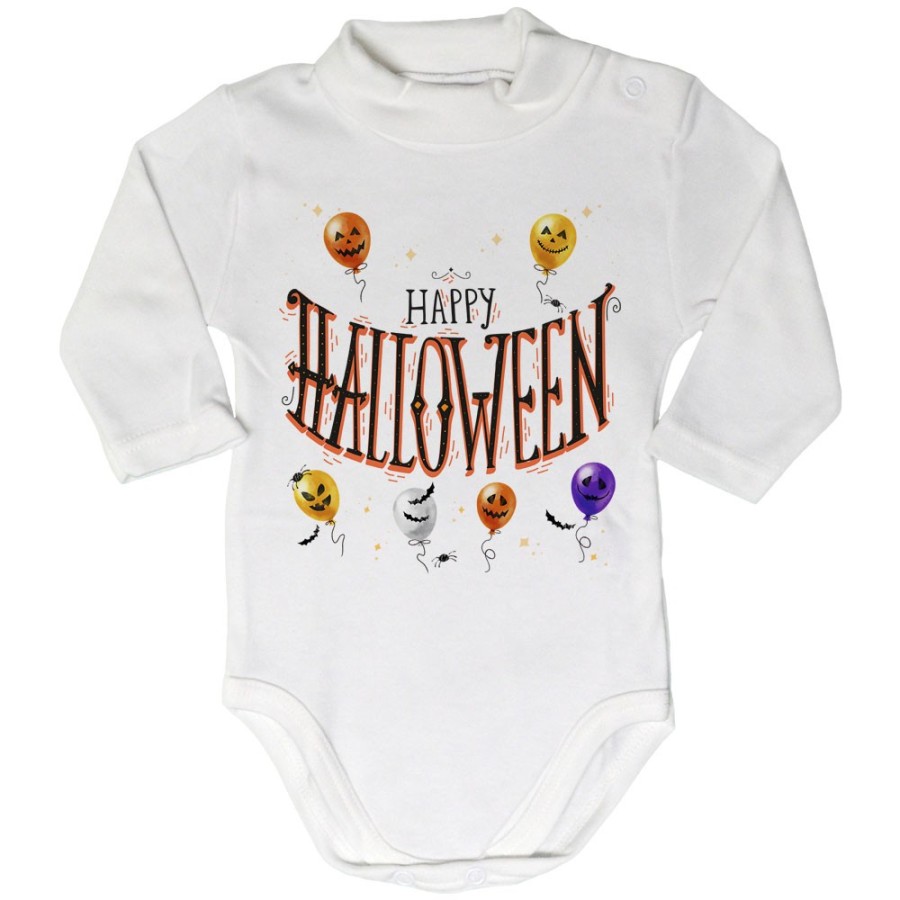 Body lupetto neonato happy halloween con palloncini terrificanti watercolor Halloween
