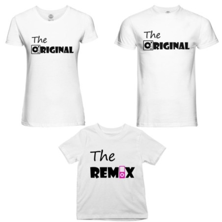 Tris t-shirt adulti bambino the original the remix music Per la famiglia