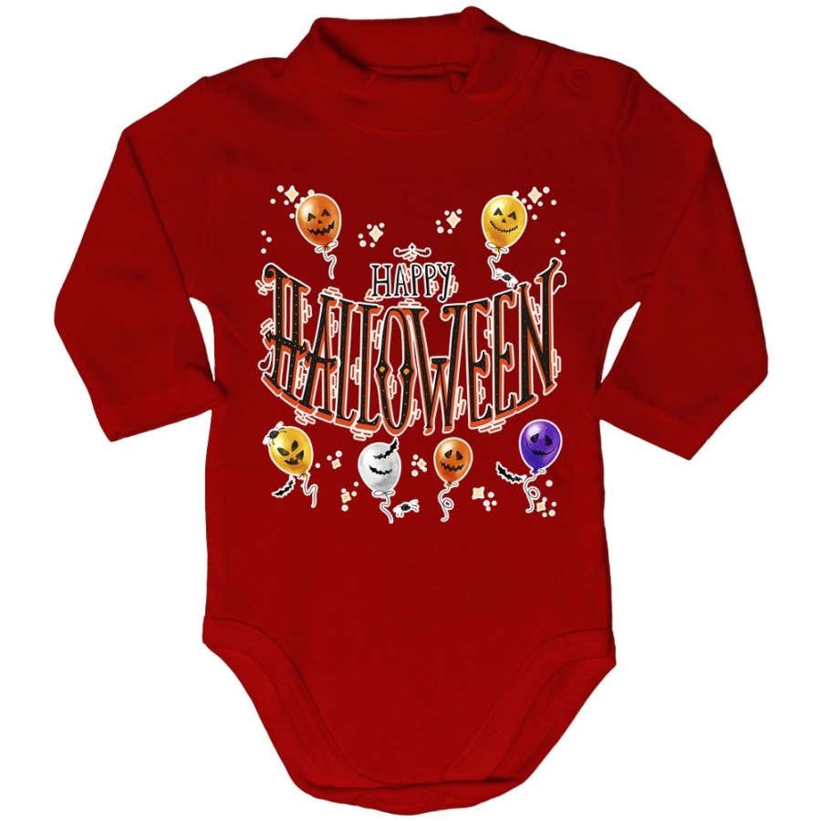 Body lupetto neonato happy halloween con palloncini terrificanti watercolor Halloween