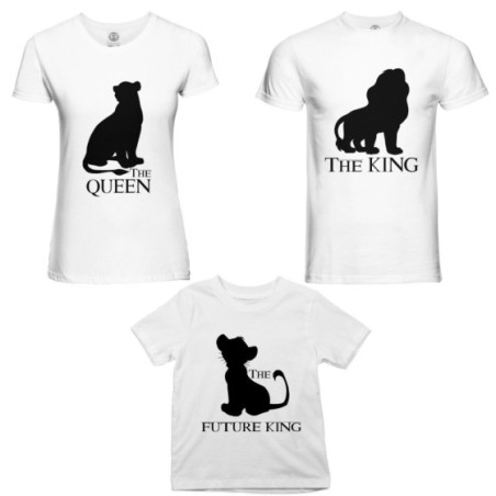 Tris t-shirt adulti bambino the king the queen the future...