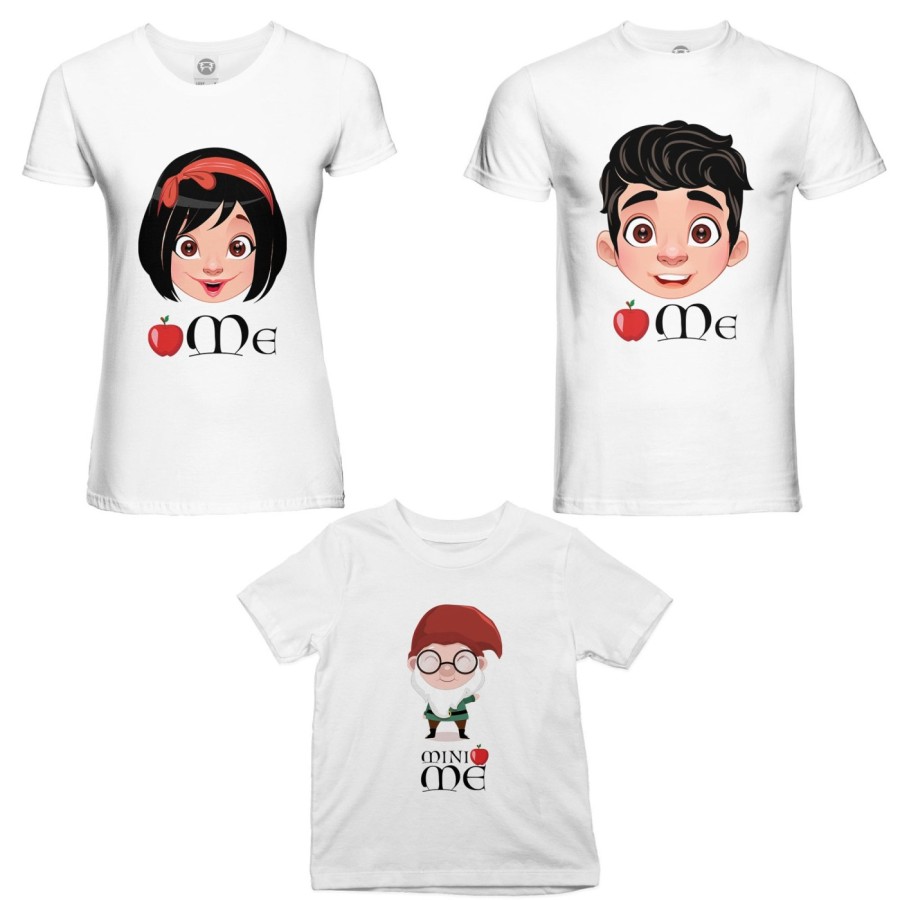 Tris t-shirt adulti bambino me principe florian me biancaneve mini nano  Per la famiglia