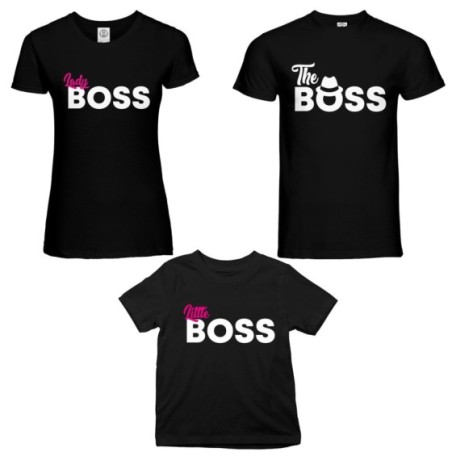 Tris t-shirt adulti bambino boss family